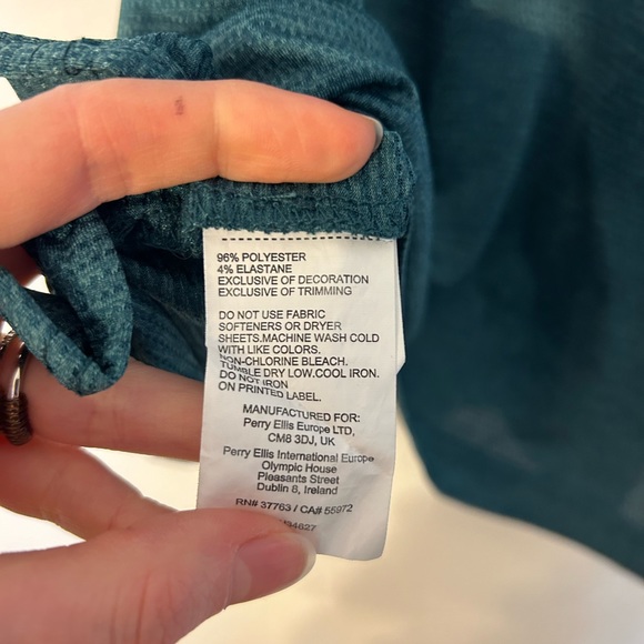 PGA tour golf polo mesh moisture wicking teal green blue button collar - Picture 4 of 6